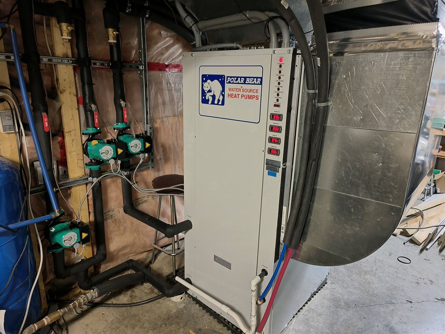 Heat pump in a residential basement